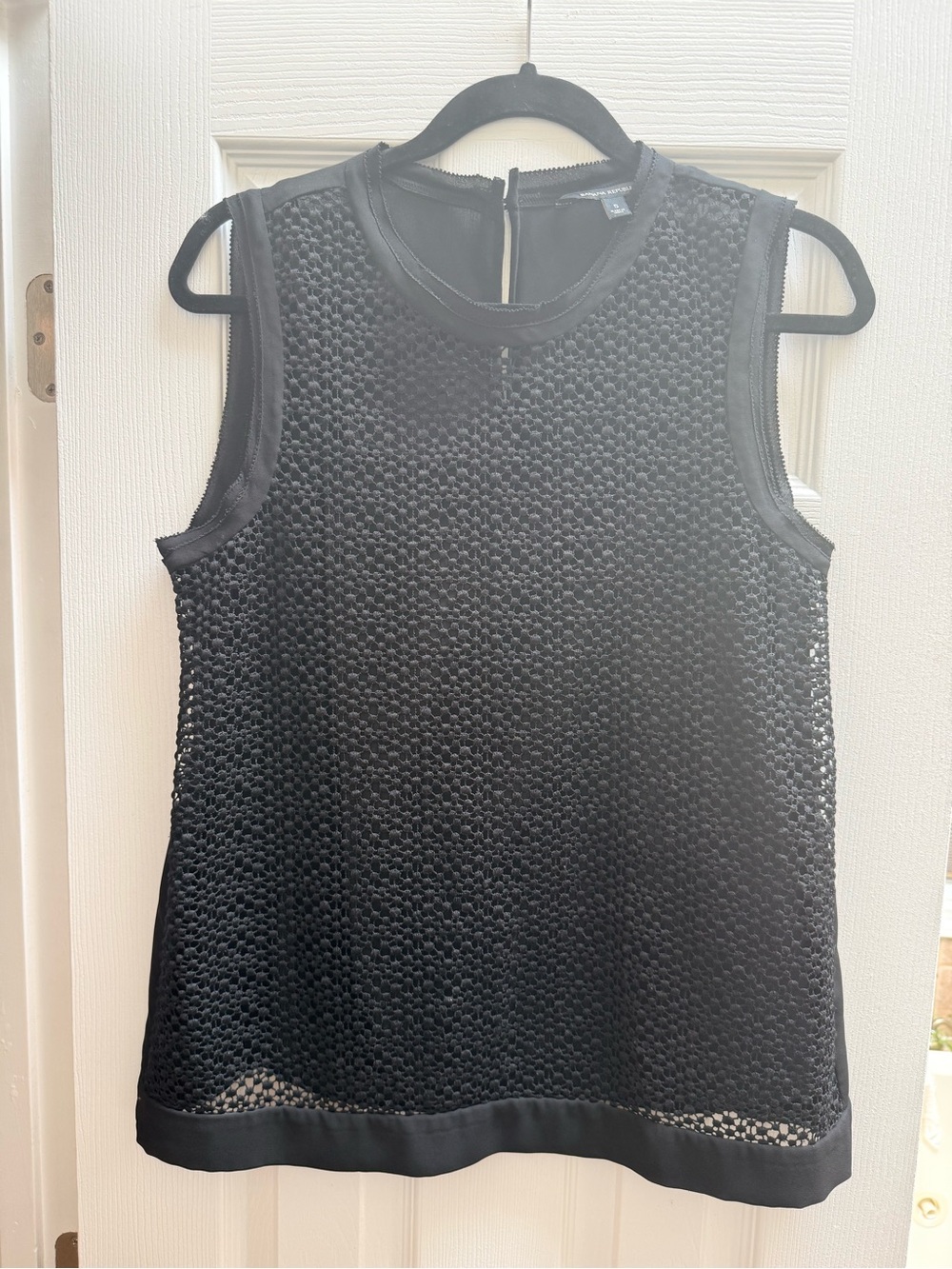 Banana Republic Black Sleeveless Mesh Overlay Tank